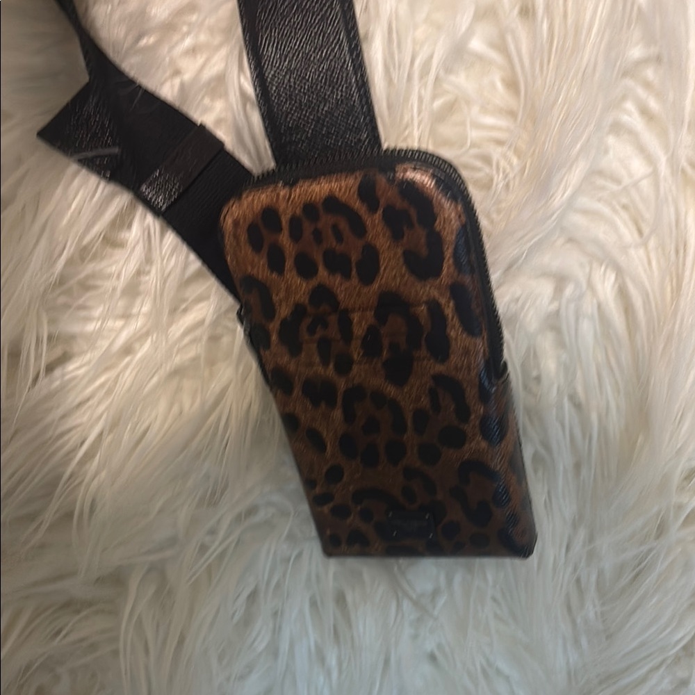 Dolce & Gabbana Brown and Black Leopard Print Phone Holster